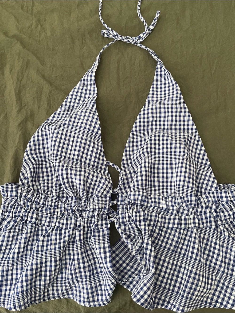 Windsor Blue Gingham Halter Top - Size M